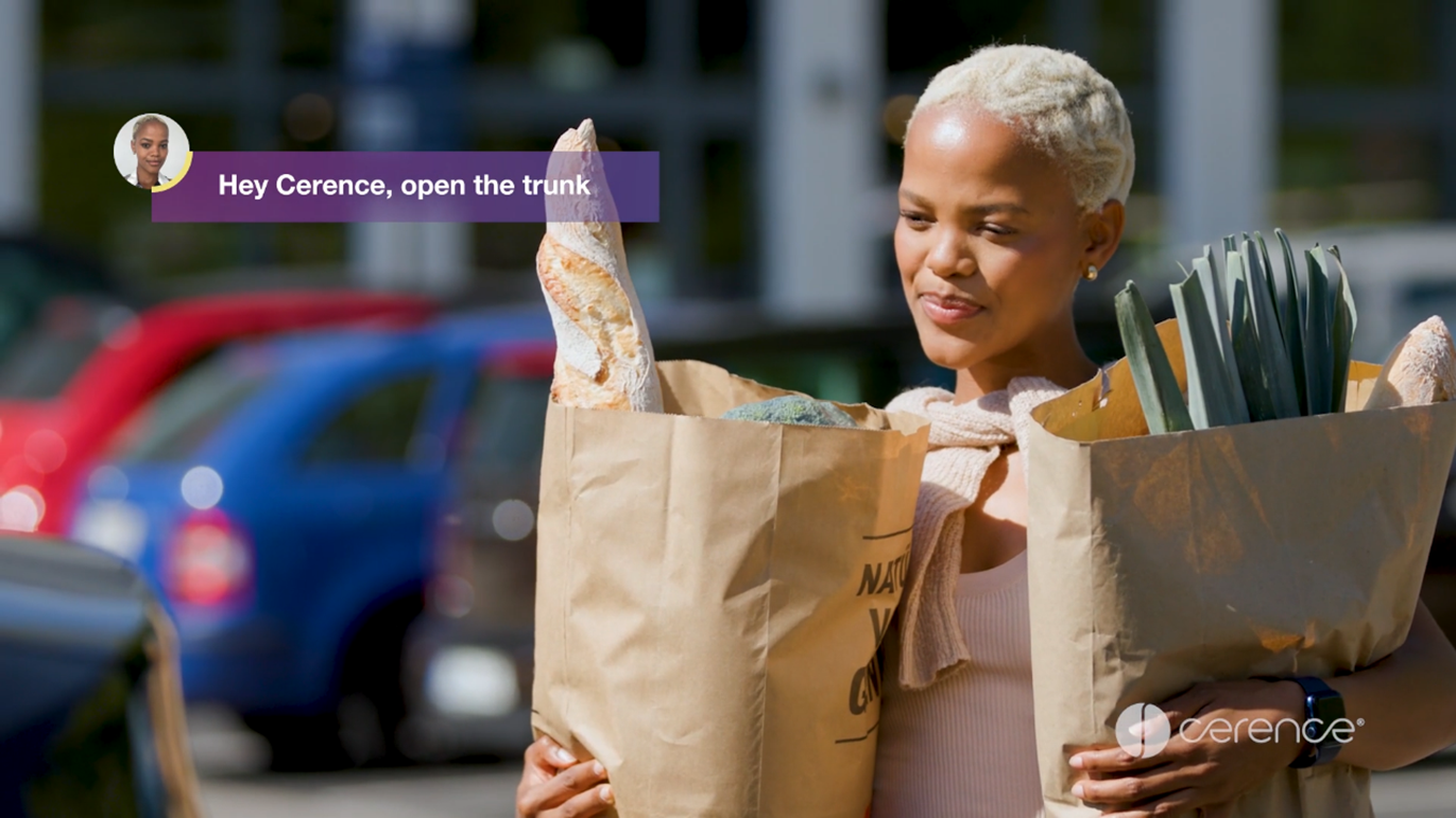 Lady holding groceries